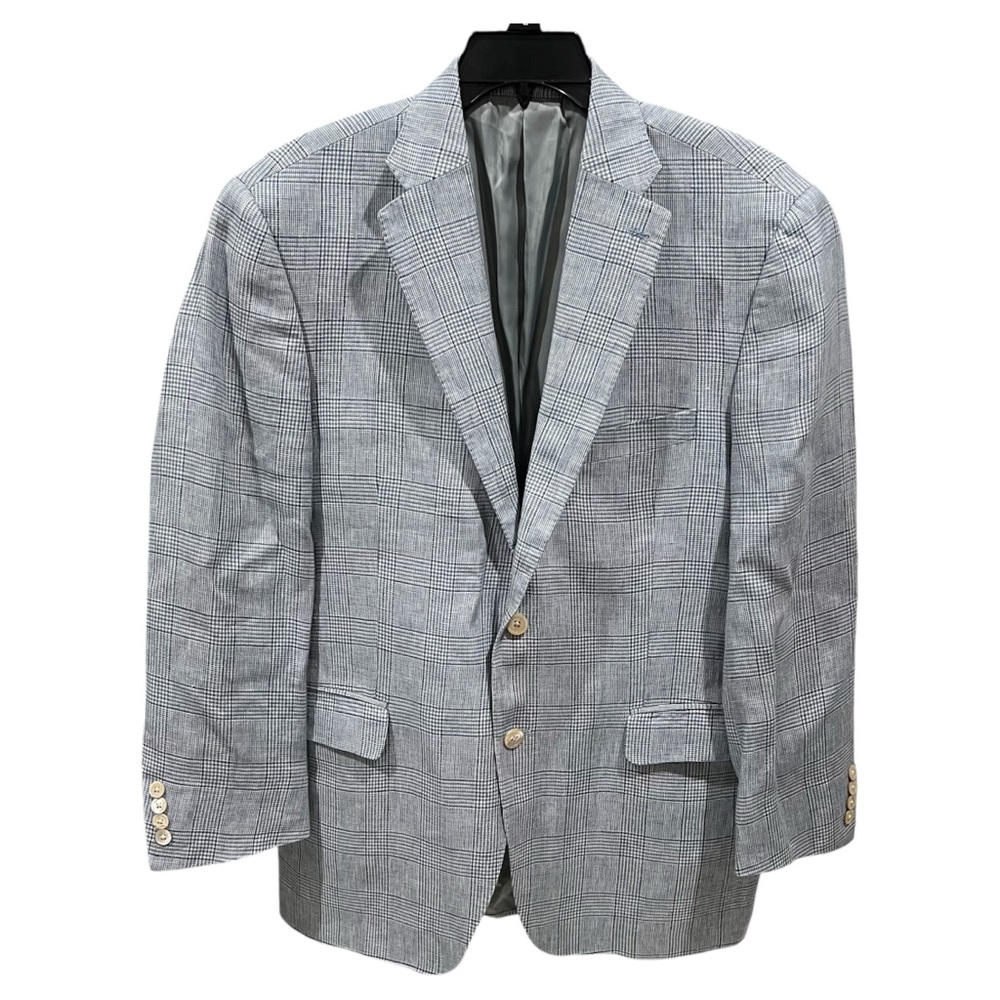 Vintage Union Made Peter Millar Linen Plaid Blazer Size 42R